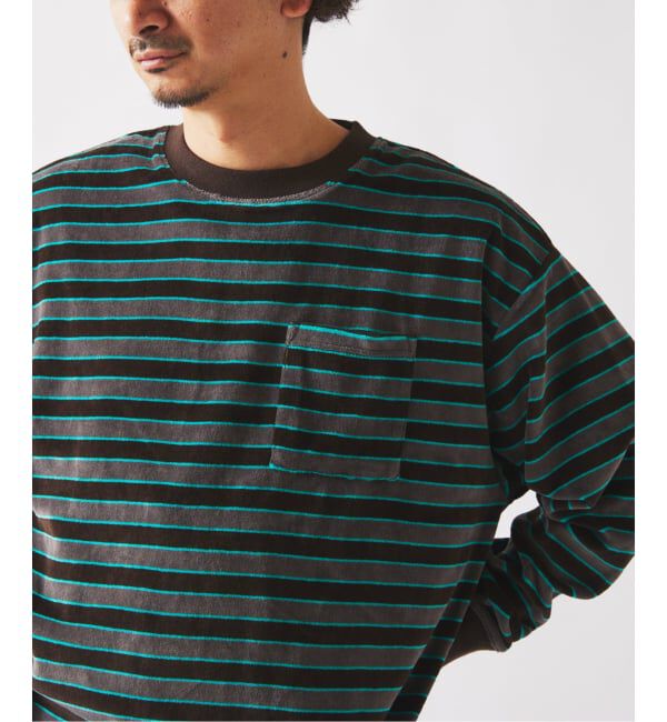 JOURNAL STANDARD relume「《予約》ベルベットタッチ ベロアボーダー ロンT」|Tシャツ・カットソー|