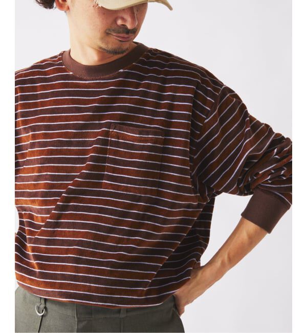 JOURNAL STANDARD relume「《予約》ベルベットタッチ ベロアボーダー ロンT」|Tシャツ・カットソー|