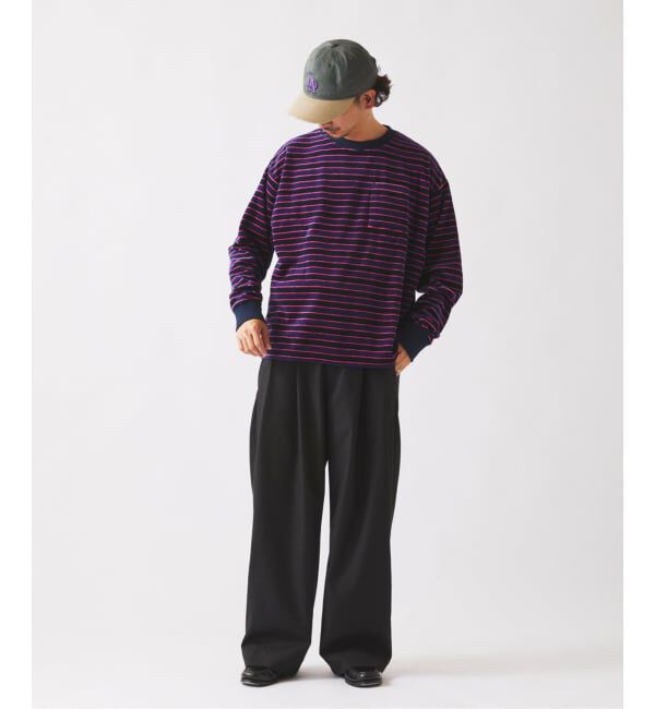 JOURNAL STANDARD relume「《予約》ベルベットタッチ ベロアボーダー ロンT」|Tシャツ・カットソー|
