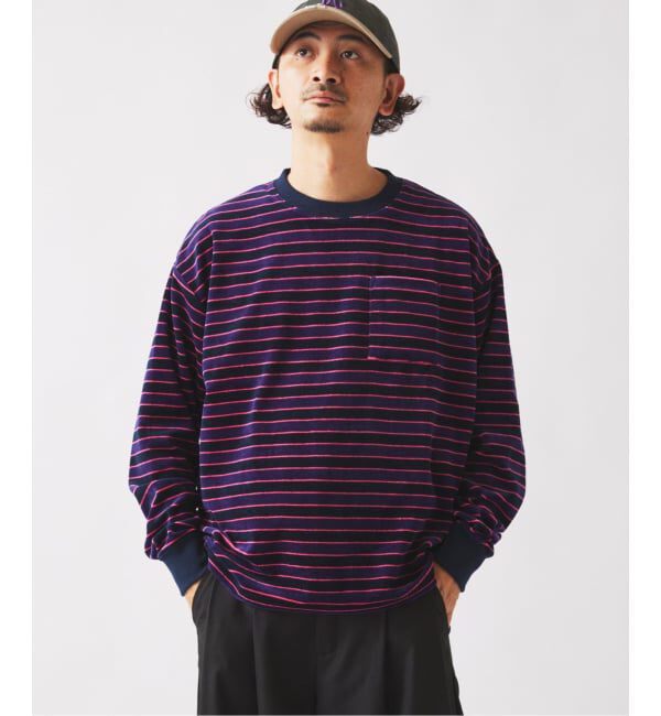 JOURNAL STANDARD relume「《予約》ベルベットタッチ ベロアボーダー ロンT」|Tシャツ・カットソー|