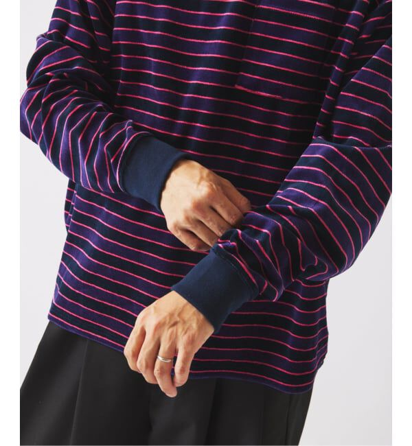 JOURNAL STANDARD relume「《予約》ベルベットタッチ ベロアボーダー ロンT」|Tシャツ・カットソー|