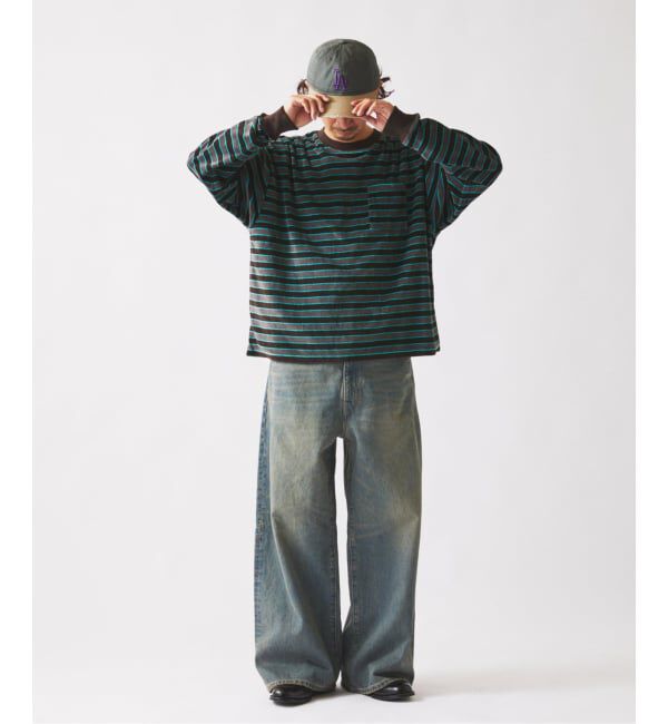 JOURNAL STANDARD relume「《予約》ベルベットタッチ ベロアボーダー ロンT」|Tシャツ・カットソー|