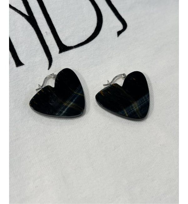 FRAMeWORK「PREEK/プリーク howraw heart plate ピアス」|ピアス|ブラック