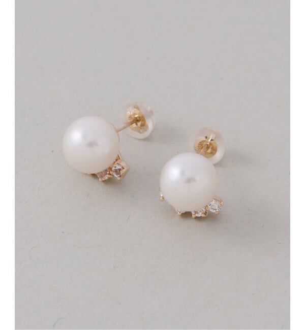 Lilas by Spick&Span「7mmパール*ホワイトトパーズピアス K10（両耳）」|ピアス|