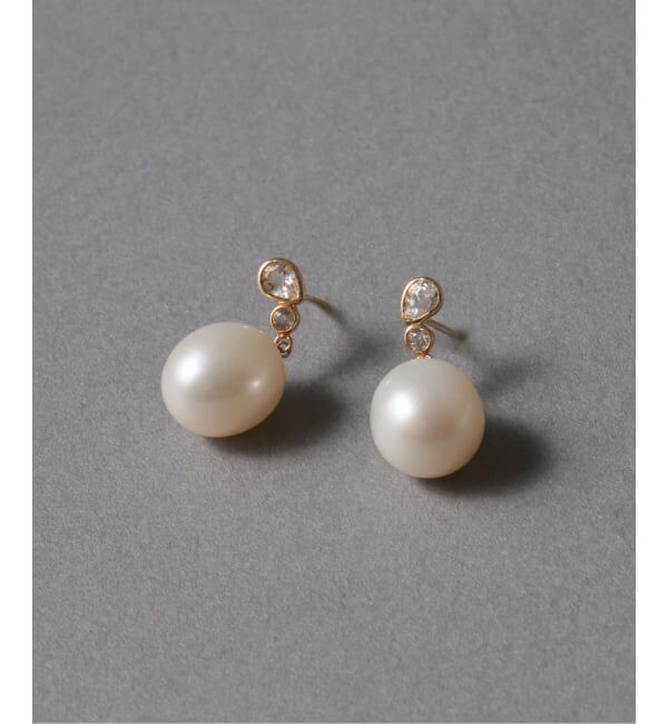 Lilas by Spick&Span「バロックパール*ホワイトトパーズピアス K10（両耳）」|ピアス|ゴールド