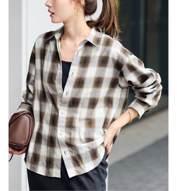 FRAMeWORK「コットンキュプラチェックシャツ」|シャツ・ブラウス|ブラウン