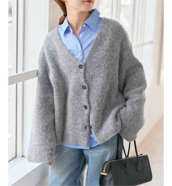Spick and Span「.blacktogrey / ブラックトゥーグレー V-neck Knitted Cardigan」|カーディガン|グレーA
