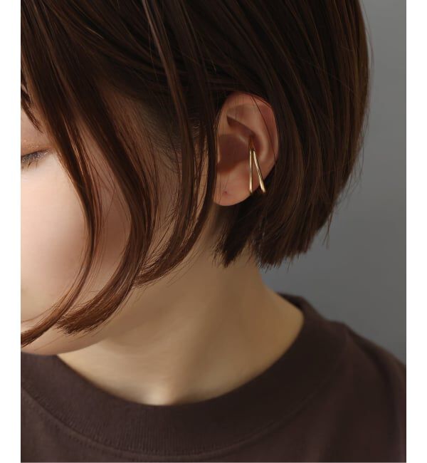 Lilas by Spick&Span「ダブルクロスイヤーカフ K10（片耳）」|イヤーカフ|ゴールド