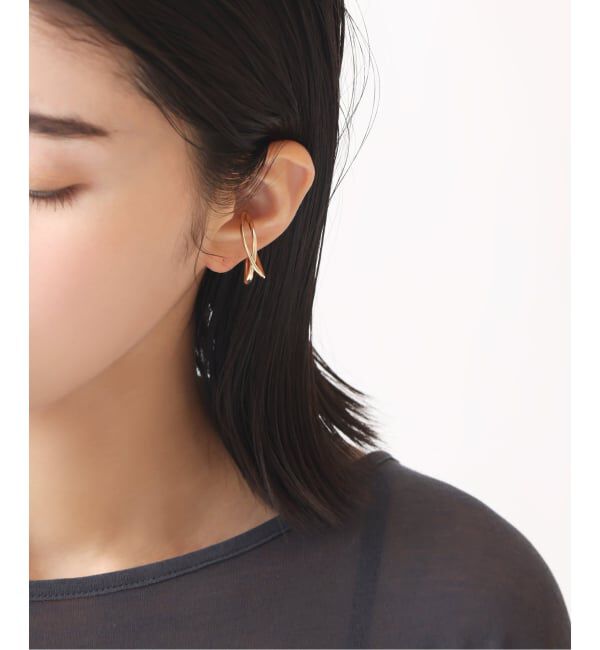 Lilas by Spick&Span「ダブルクロスイヤーカフ K10（片耳）」|イヤーカフ|