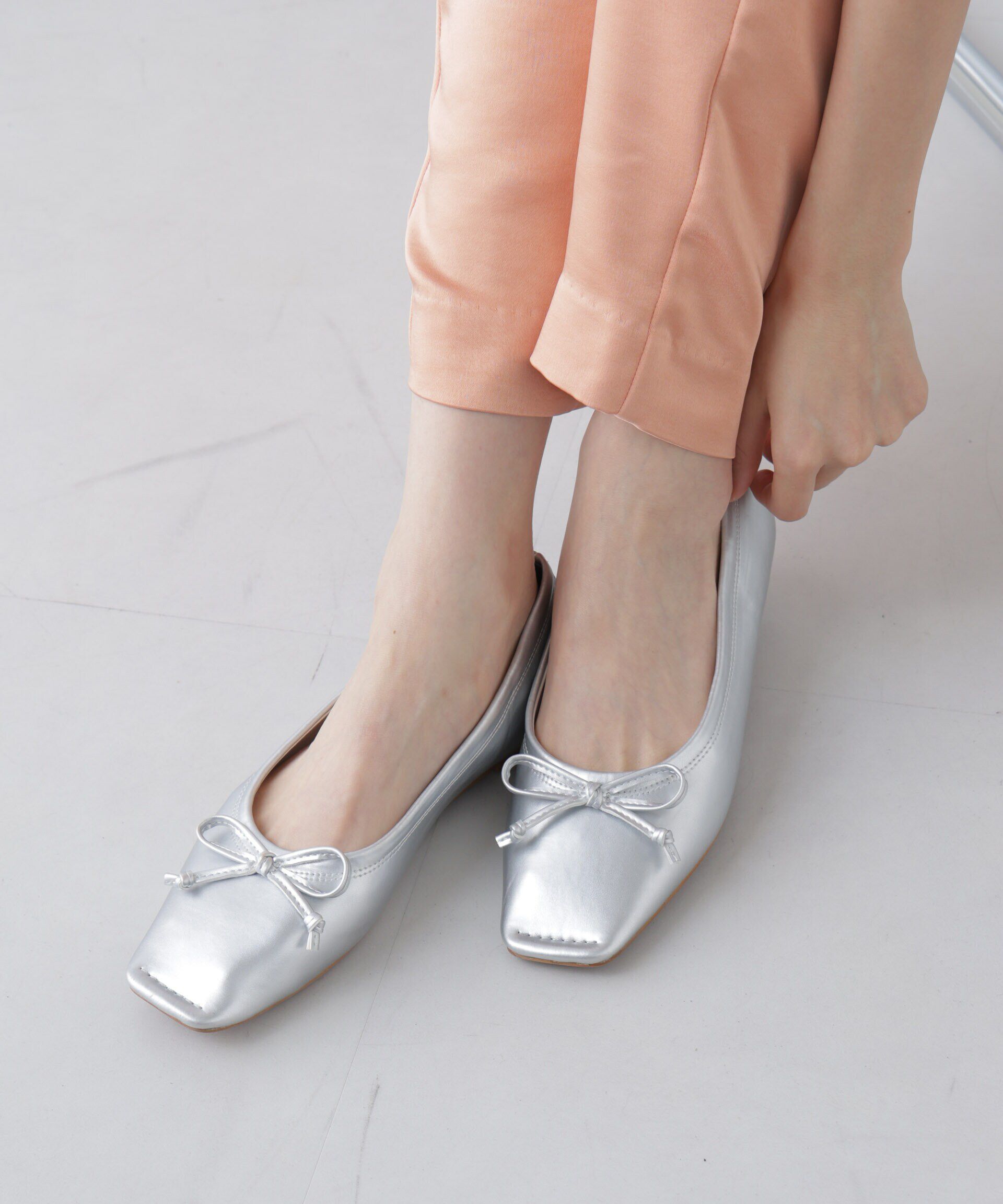 nano･universe「ステッチトゥバレエシューズ」|バレエシューズ|シルバー