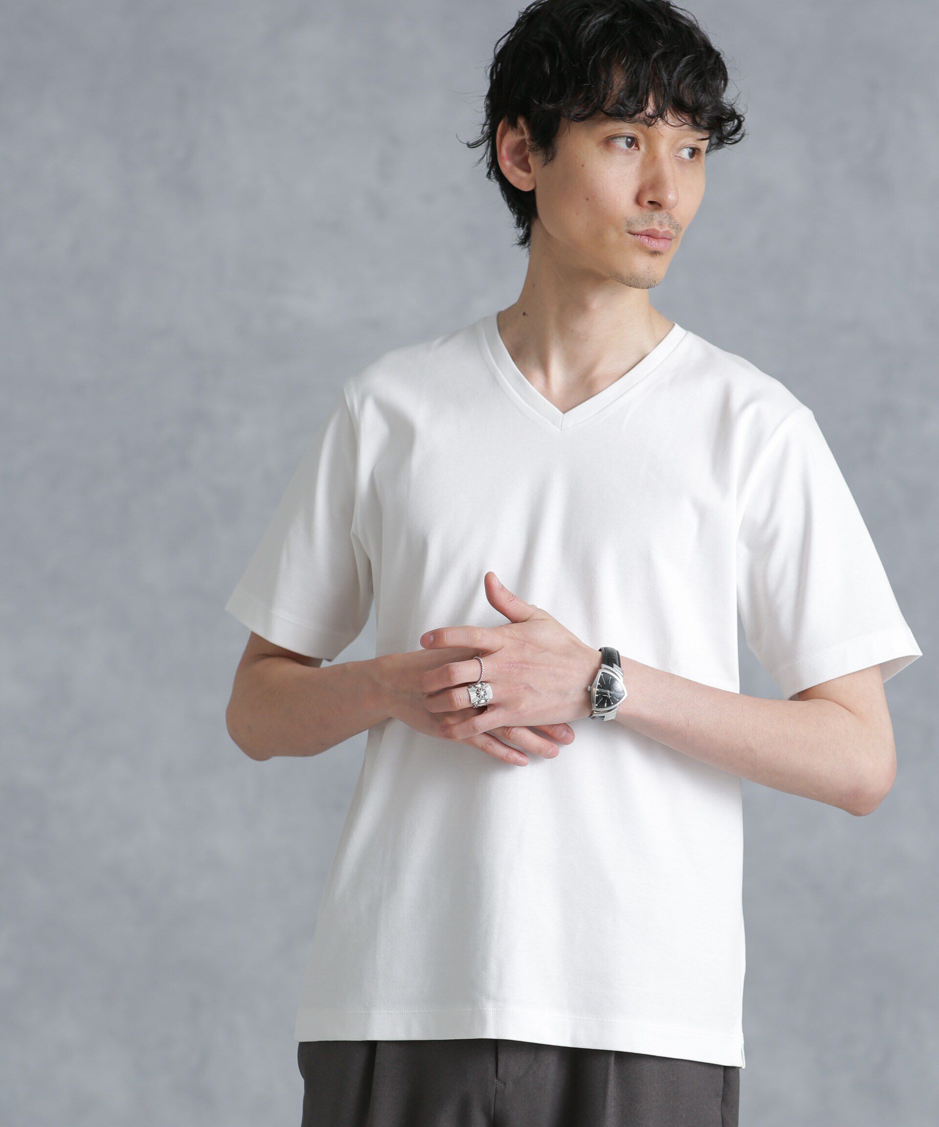 nano･universe「アンチスメル VネックTシャツ 半袖」|Tシャツ・カットソー|