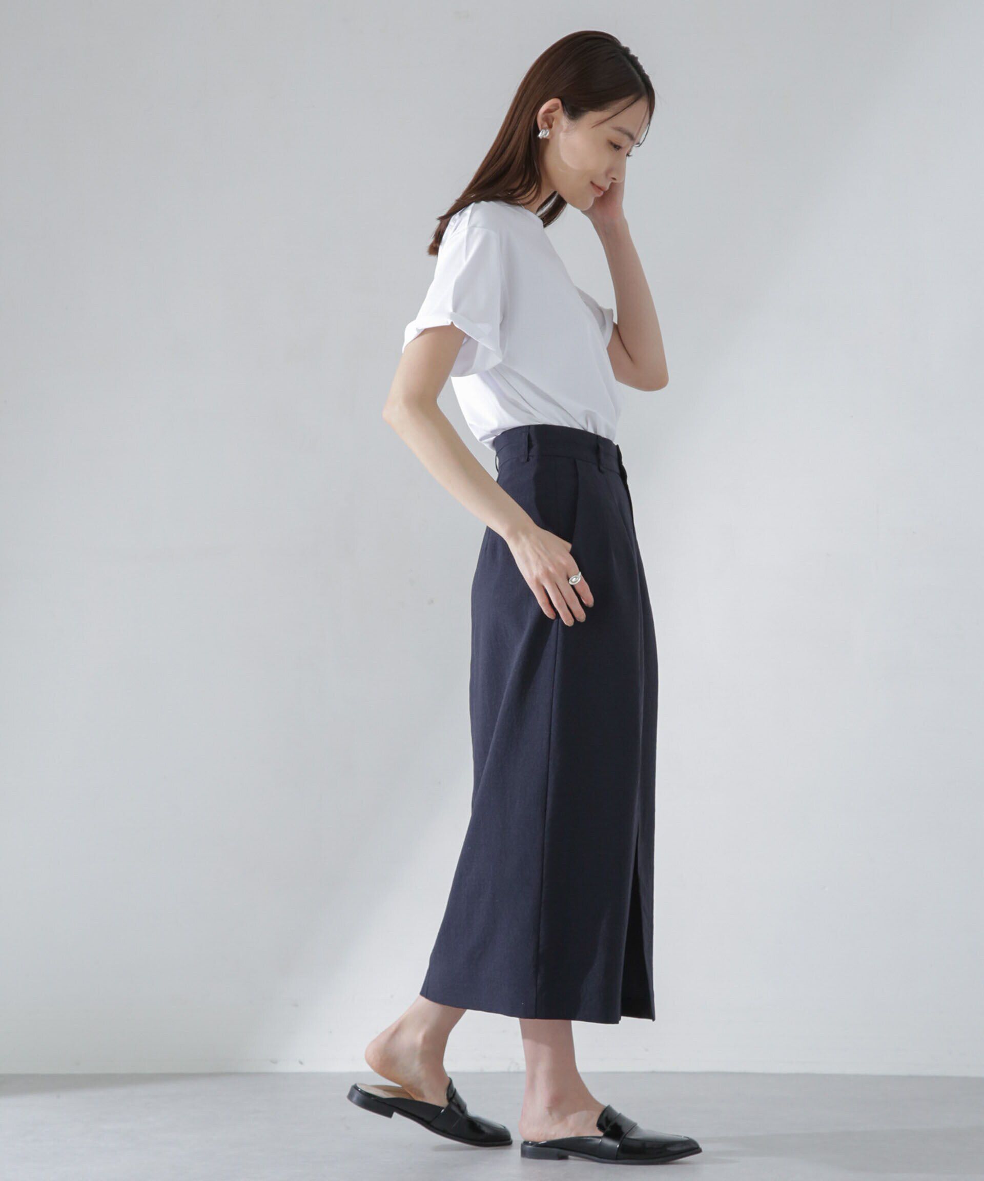 nano･universe「<洗濯機使用可><ﾉﾝｱｲﾛﾝ>ﾒﾗﾝｼﾞﾄﾞﾗｲ ｿﾌﾄｺｸｰﾝｽｶｰ  」|スカート|