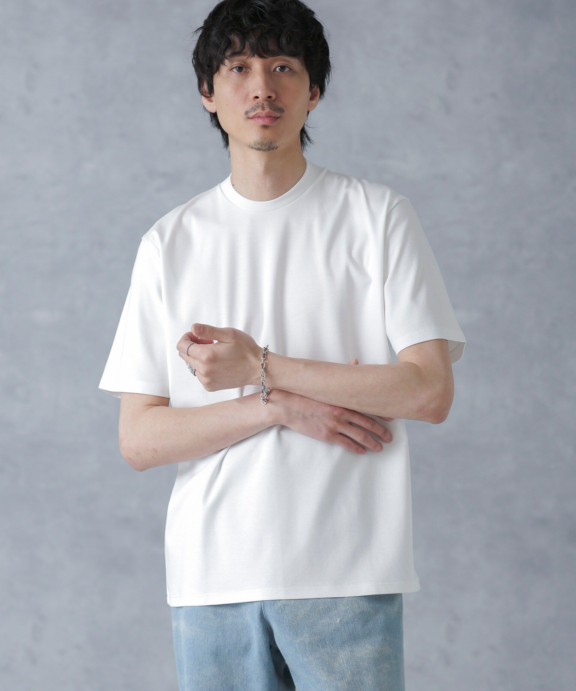 nano･universe「ジャケT(R)プレミアム クルーネック 半袖」|Tシャツ・カットソー|