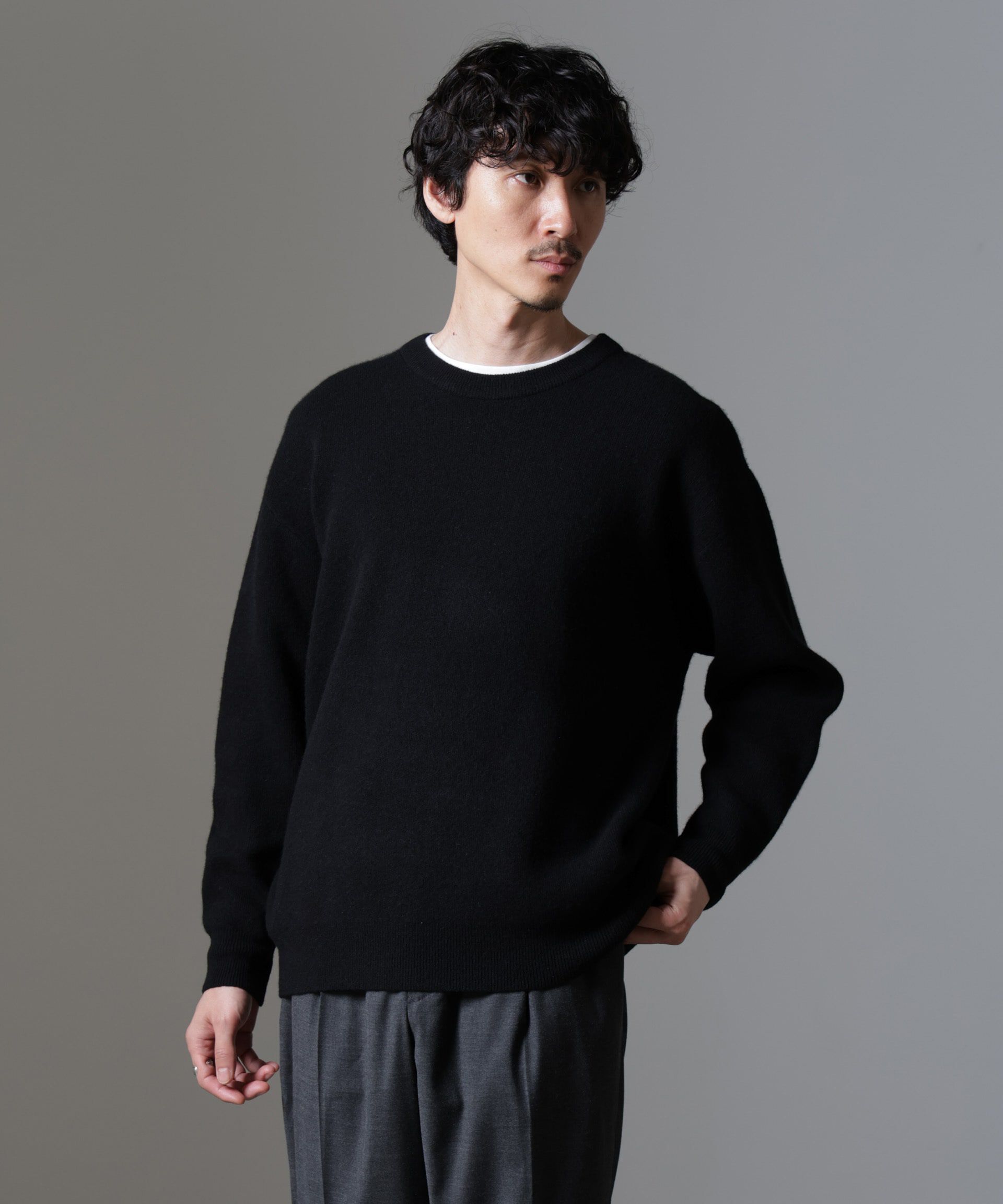 nano･universe「AQUA ウールカシミヤクルーネックプルオーバー」|ニット・セーター|