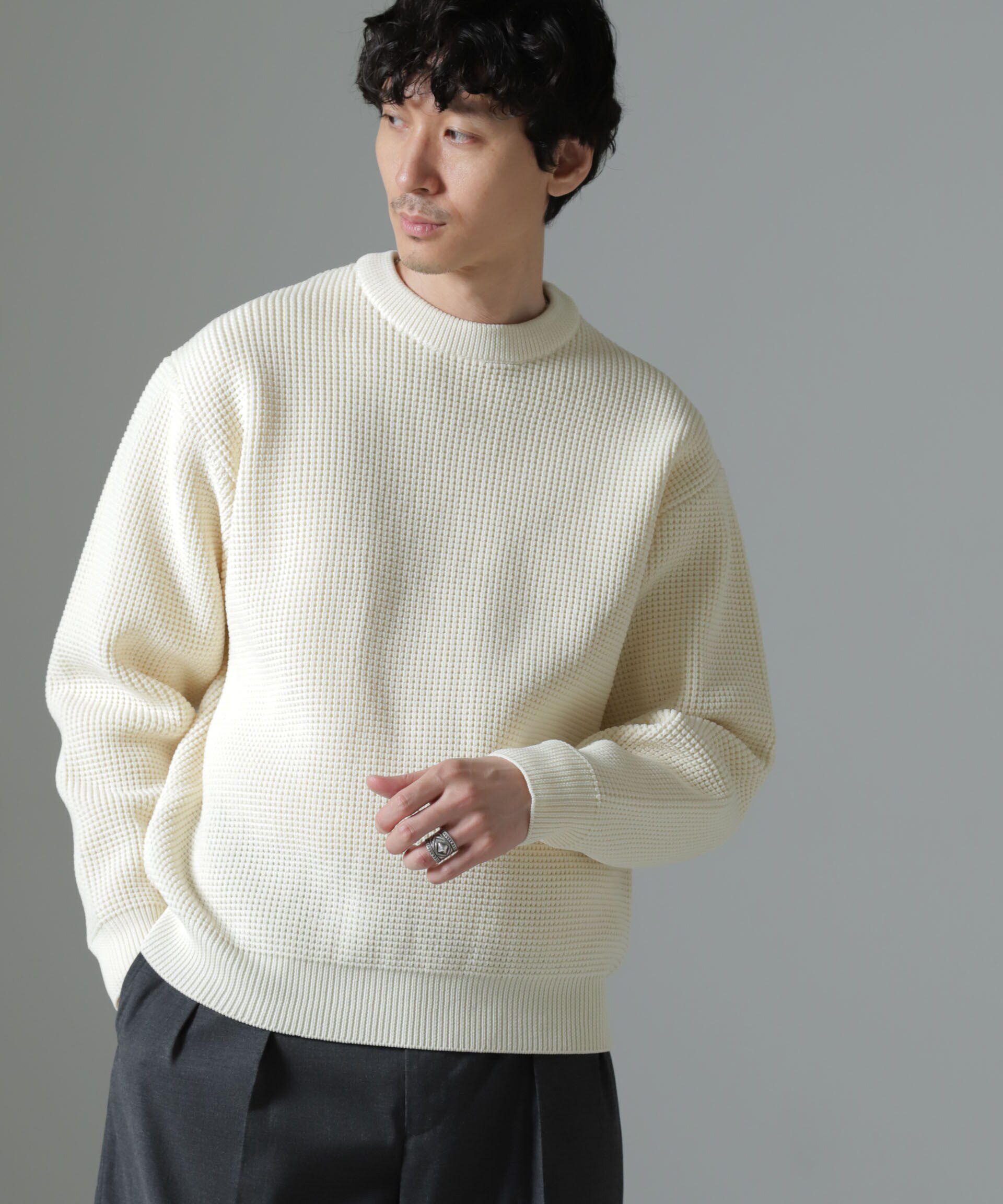 nano･universe「スポンディッシュ クルーネック」|ニット・セーター|オフホワイト1
