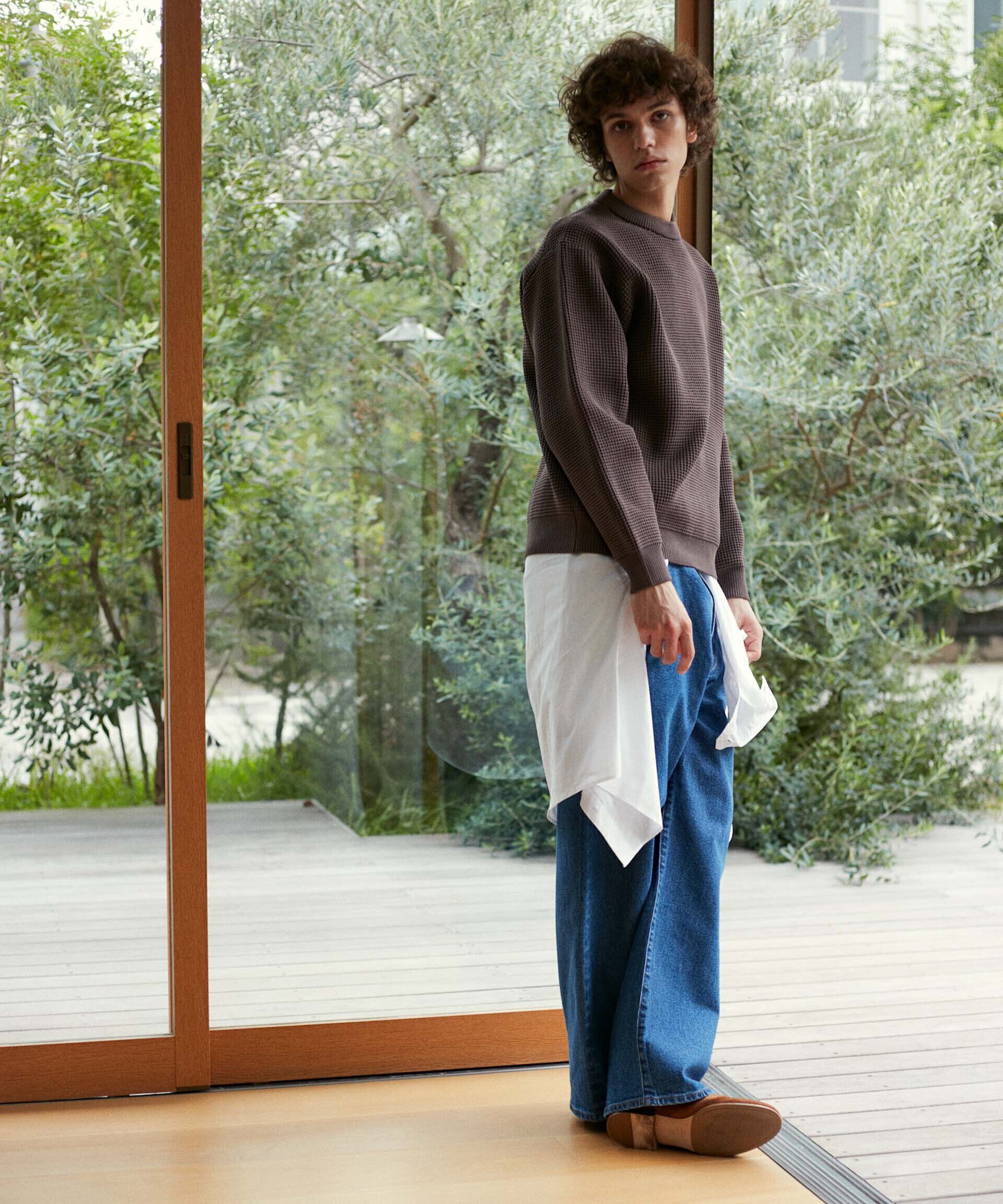 nano･universe「スポンディッシュ クルーネック」|ニット・セーター|ブラウン