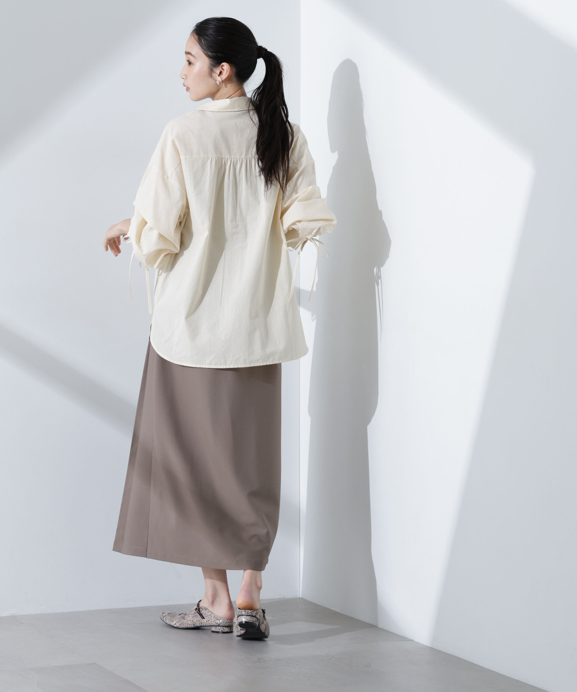 nano･universe「リボンスリーブシャツ」|シャツ・ブラウス|