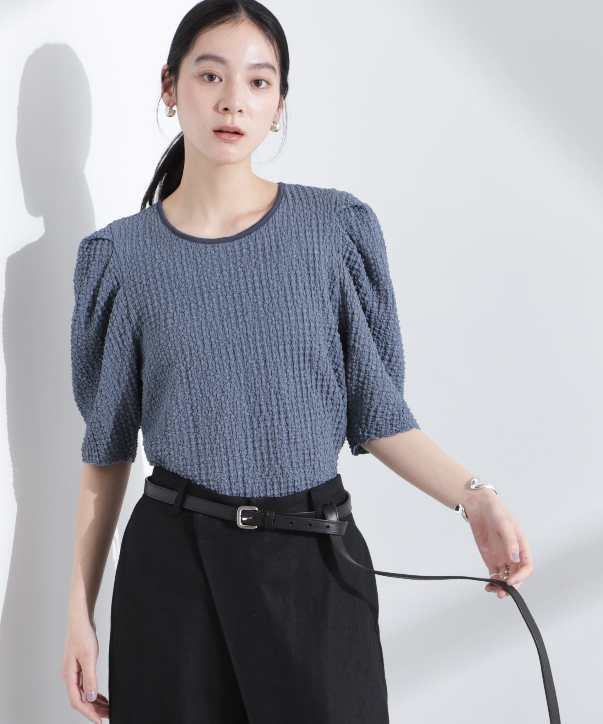 nano･universe「シャーリングタックスリーブトップス」|Tシャツ・カットソー|ブルーグレー5