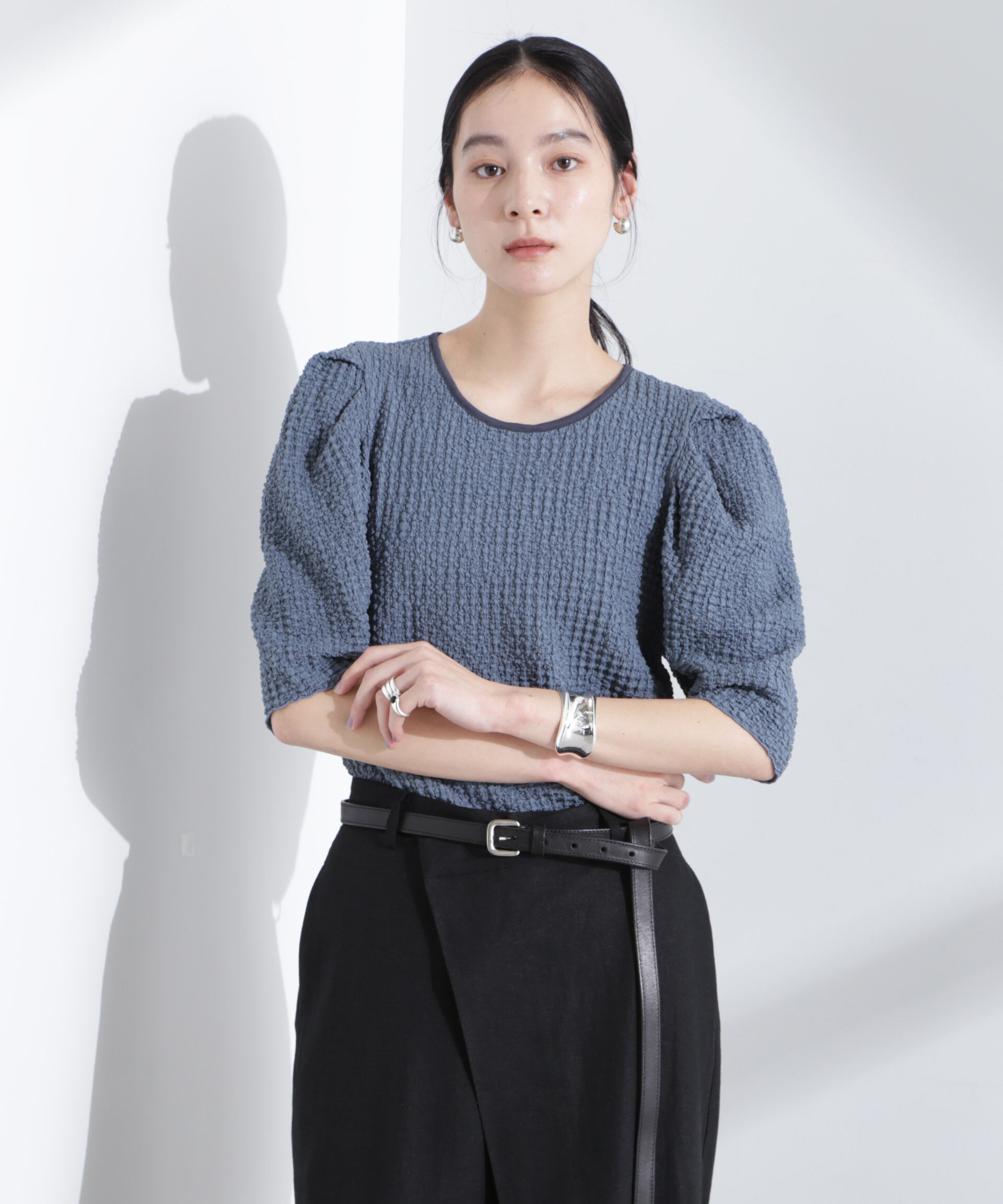 nano･universe「シャーリングタックスリーブトップス」|Tシャツ・カットソー|