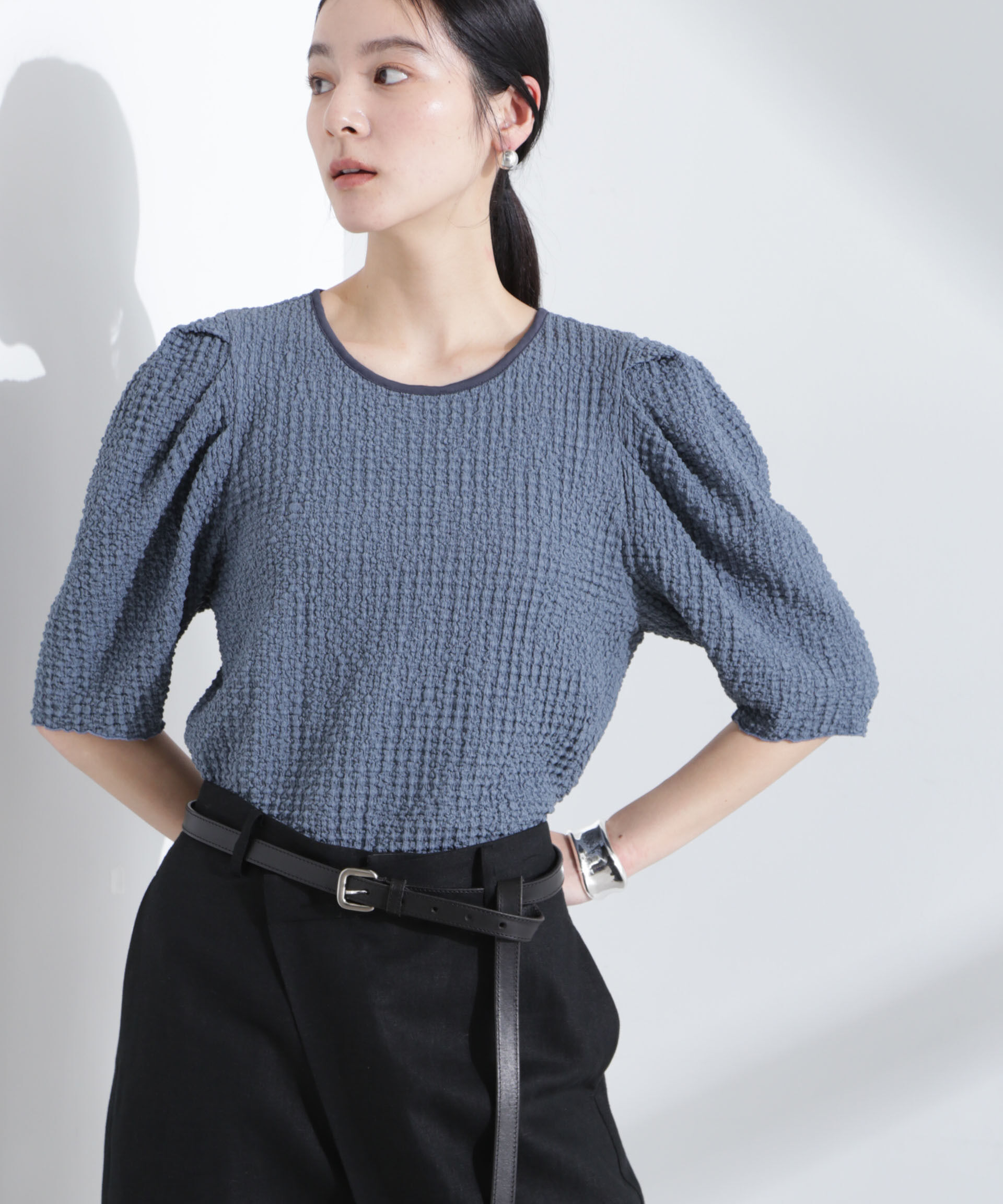 nano･universe「シャーリングタックスリーブトップス」|Tシャツ・カットソー|