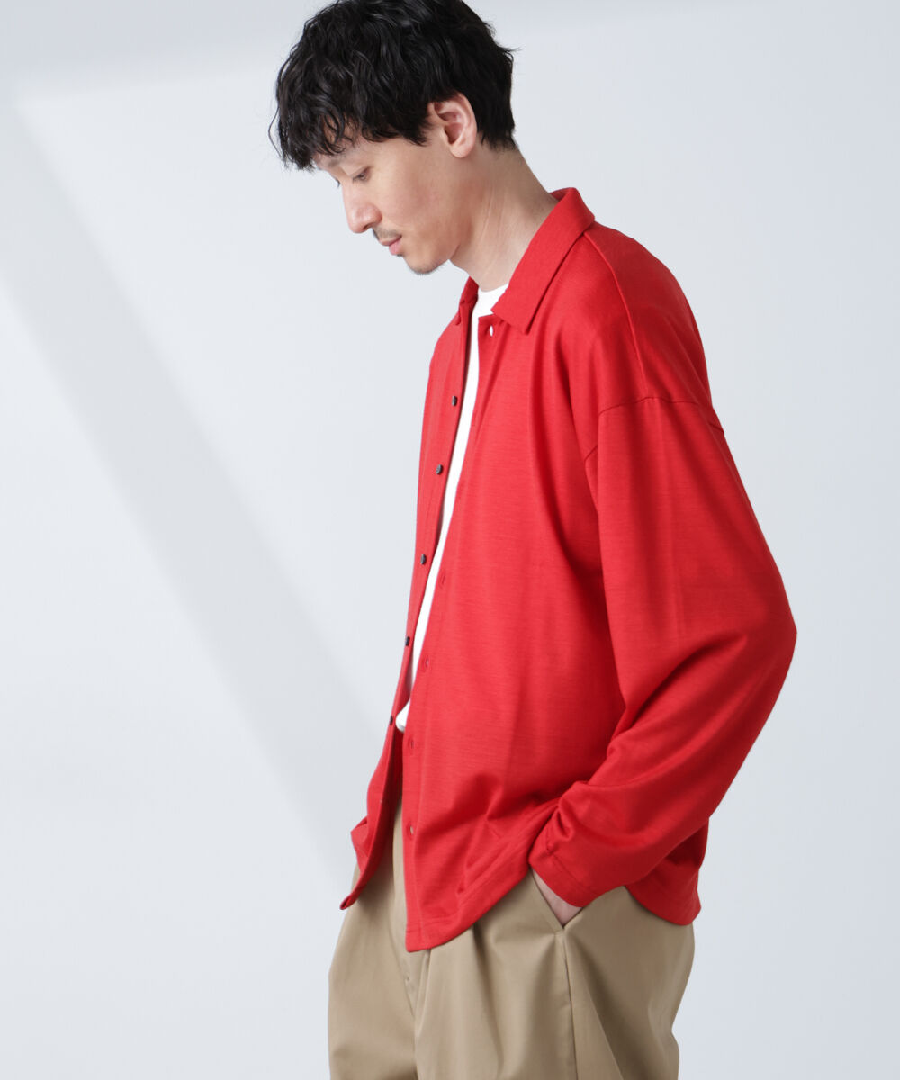 nano･universe「「ALL-DAYS COMFORT 100% WOOL」 シャツカーディガン」|Tシャツ・カットソー|レッド
