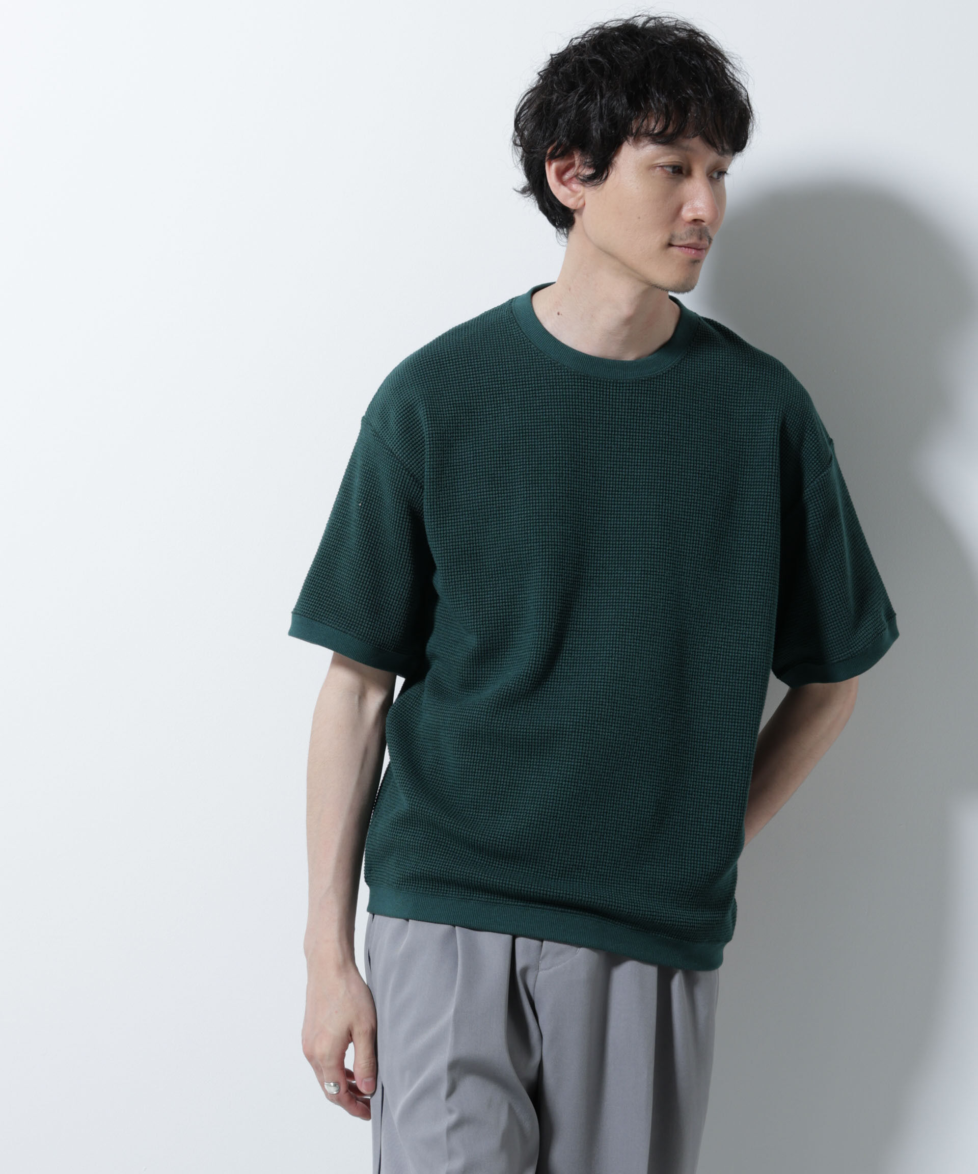 nano･universe「テックワッフルクルーネックTシャツ 半袖」|Tシャツ・カットソー|