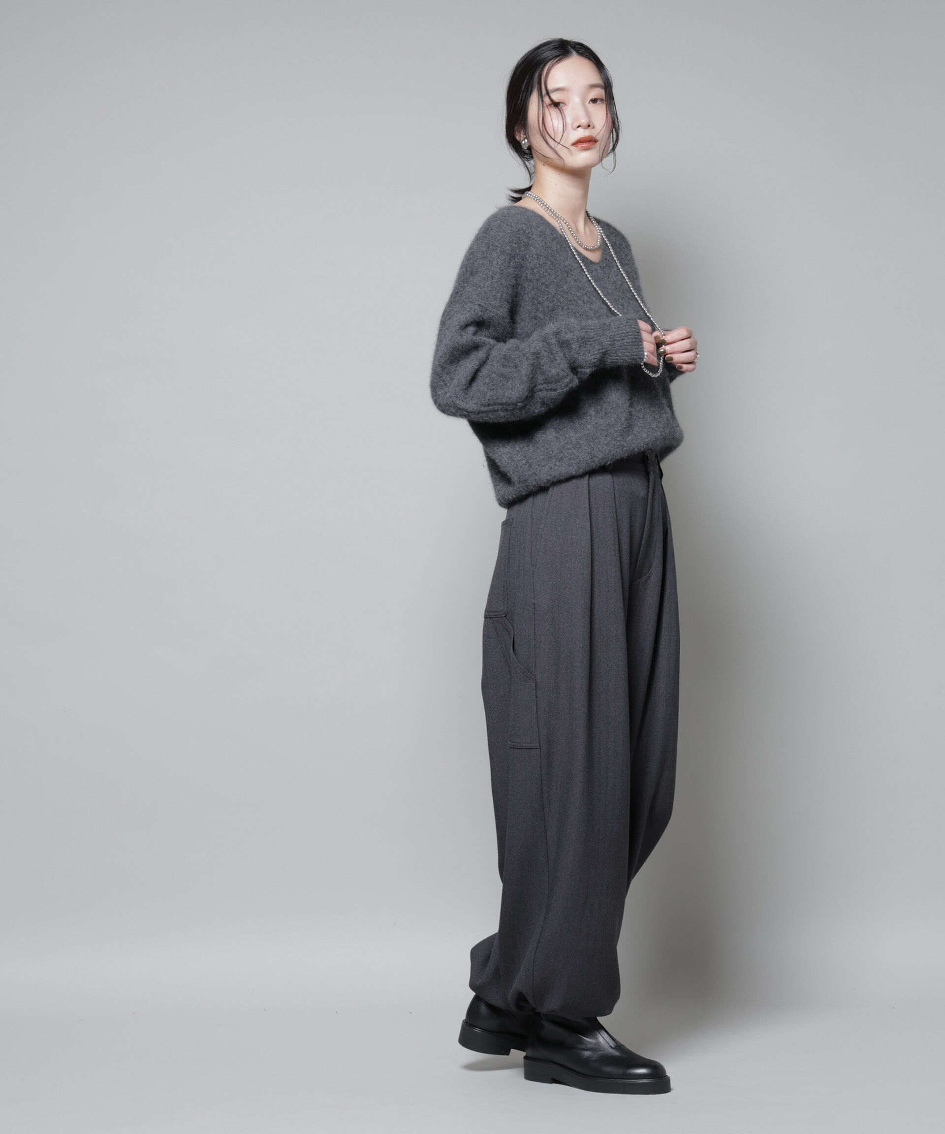 nano･universe「ウォッシャブルフォックスVネックニットプルオーバー」|ニット・セーター|