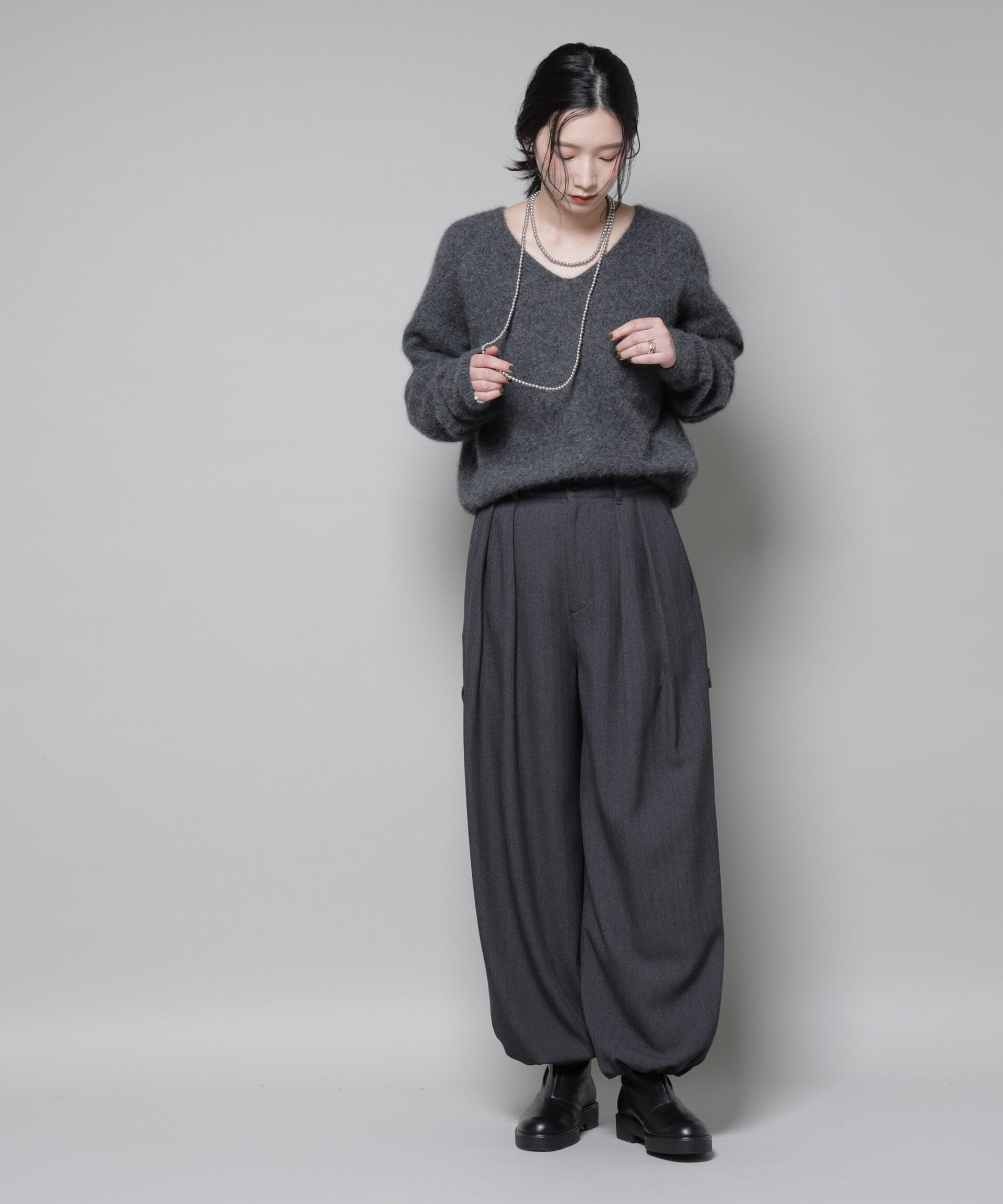 nano･universe「ウォッシャブルフォックスVネックニットプルオーバー」|ニット・セーター|