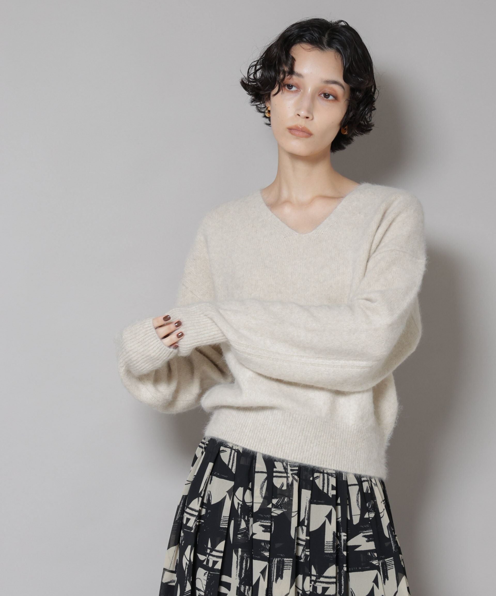 nano･universe「ウォッシャブルフォックスVネックニットプルオーバー」|ニット・セーター|