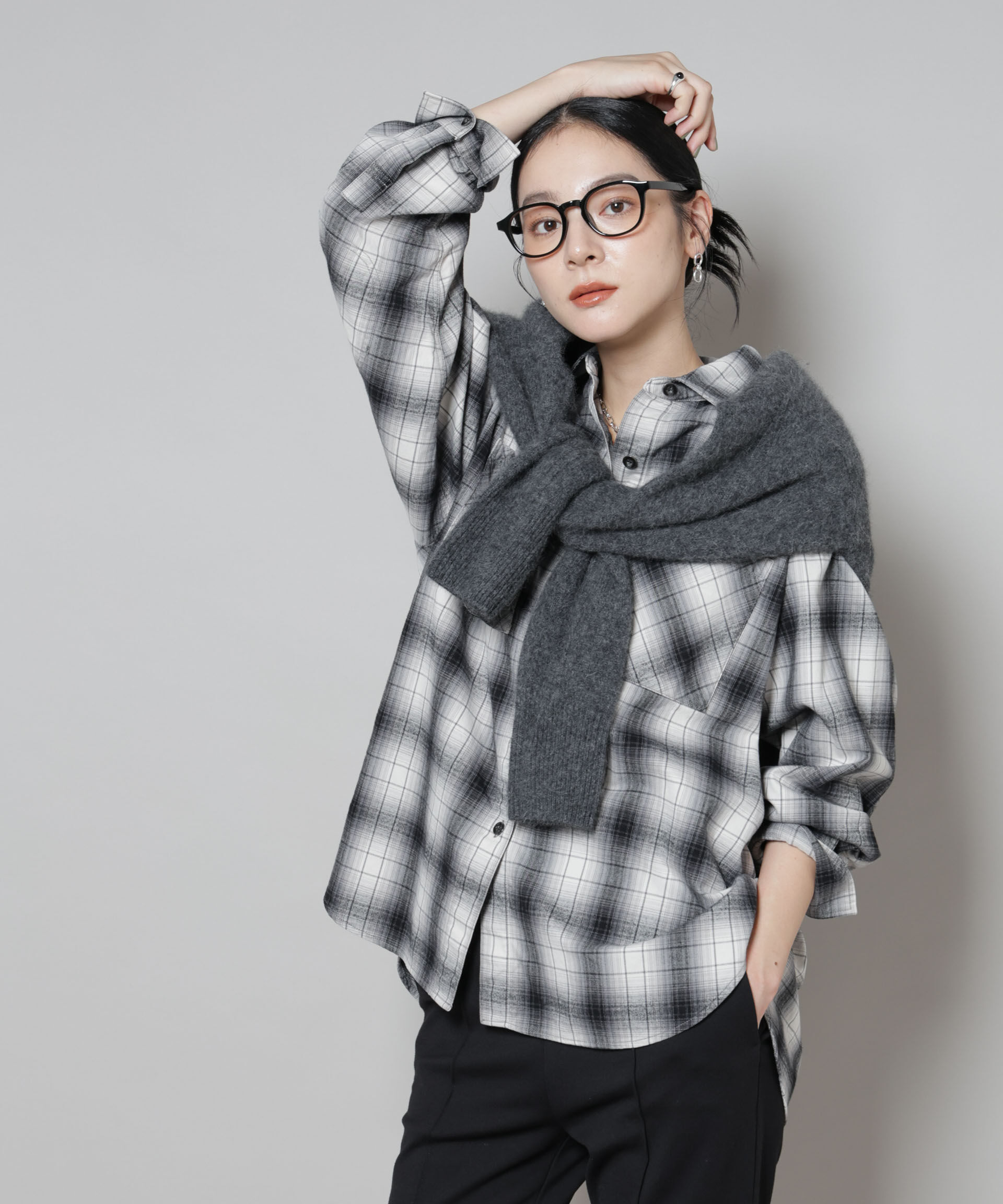 nano･universe「オンブレチェックオーバーネルシャツ」|シャツ・ブラウス|