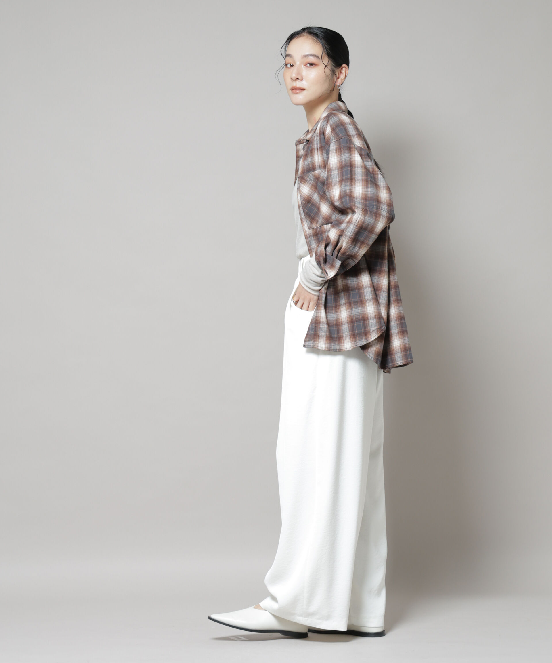 nano･universe「オンブレチェックオーバーネルシャツ」|シャツ・ブラウス|