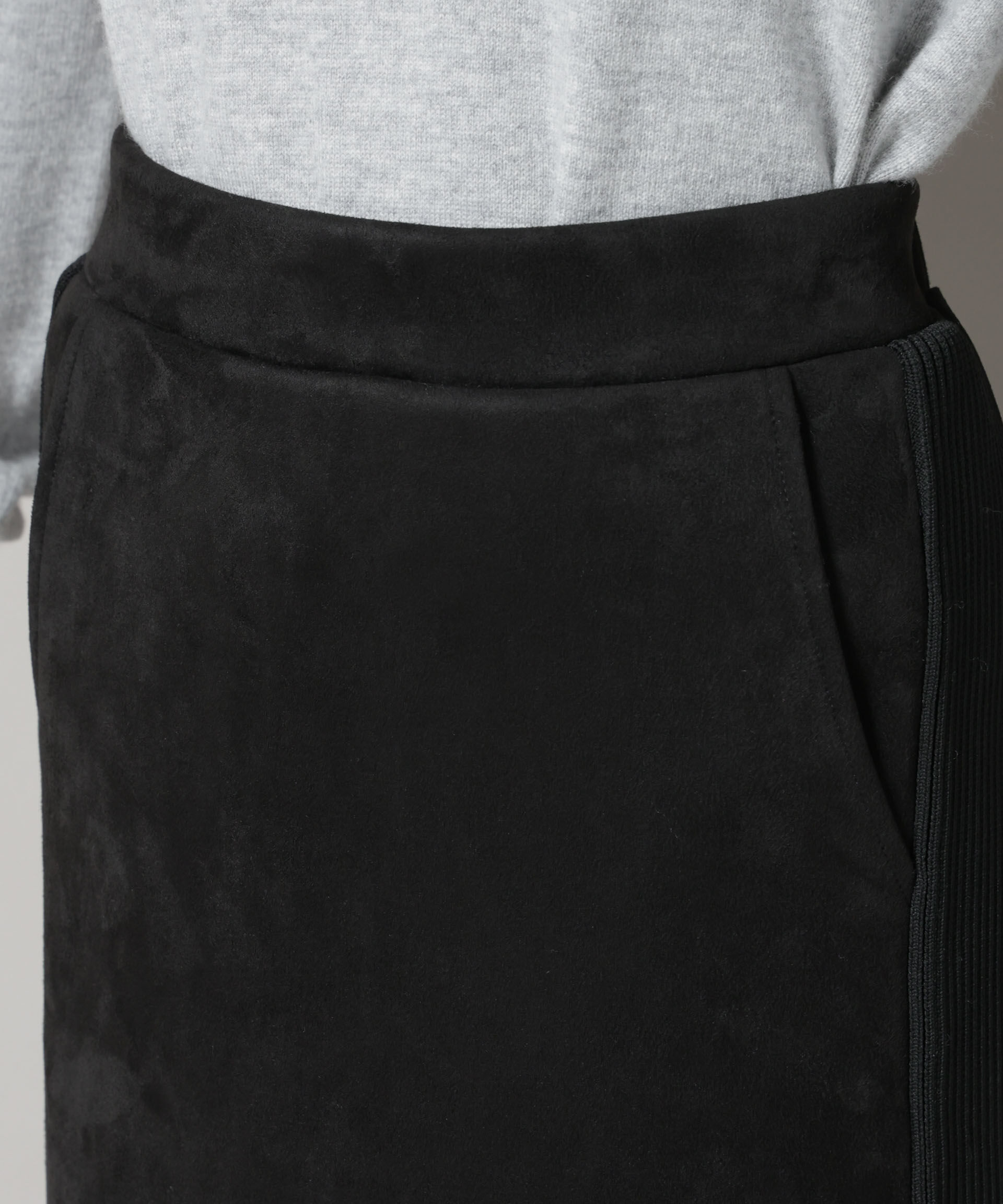 nano･universe「カットスエードサイドニットラインナロースカート(セットアップ可)」|スカート|