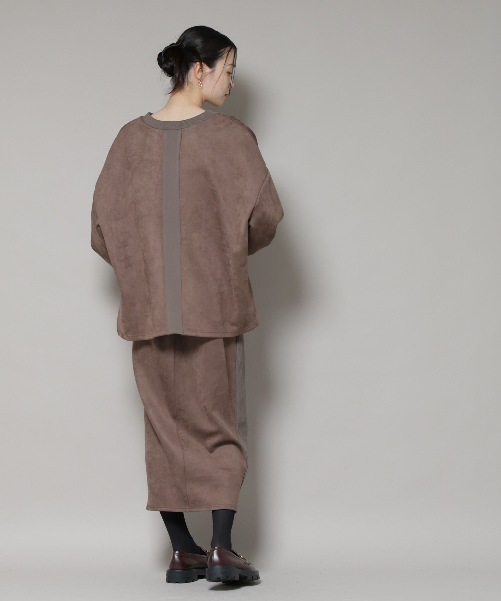 nano･universe「カットスエードサイドニットラインナロースカート(セットアップ可)」|スカート|