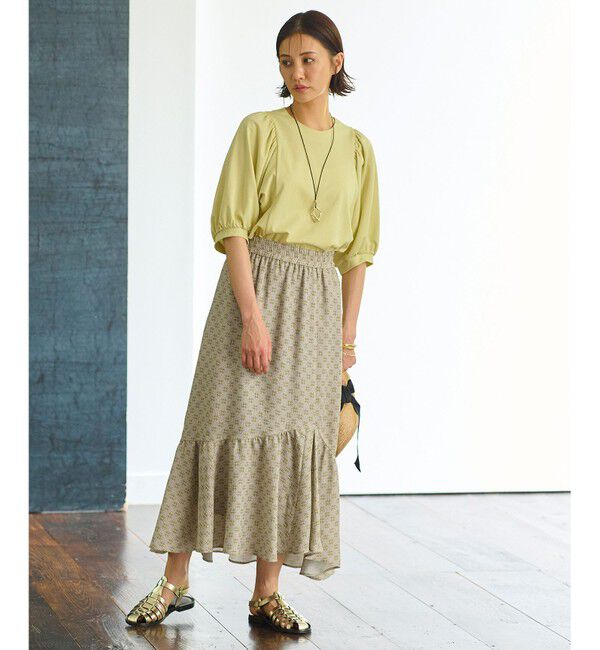 自由区「【洗える・XSサイズあり】ハイツイストポンチボリューム袖 カットソー」|Tシャツ・カットソー|