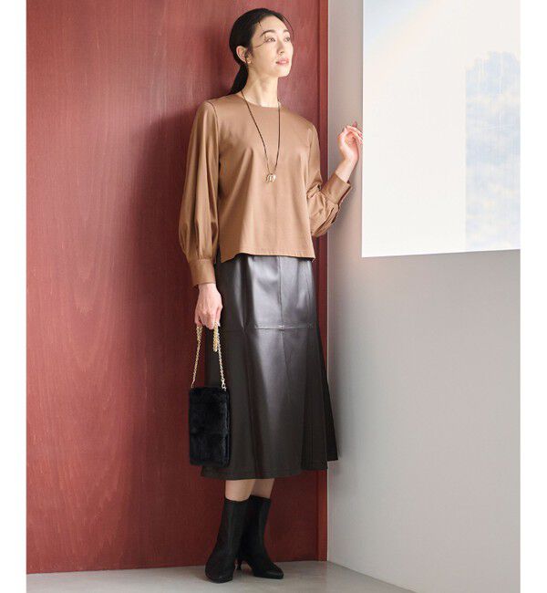 自由区「【洗える】ハイカウントパフスリーブ カットソー」|Tシャツ・カットソー|