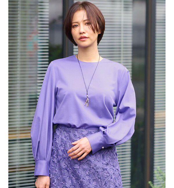 自由区「【洗える】ハイカウントパフスリーブ カットソー」|Tシャツ・カットソー|