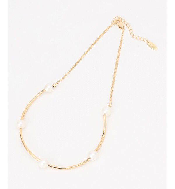 自由区「カーブバー淡水パール ネックレス」|ネックレス|ゴールド系