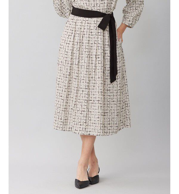 自由区「【セットアップ対応・ウエストゴム】スクラッチチェックプリント スカート」|スカート|ベージュ系5