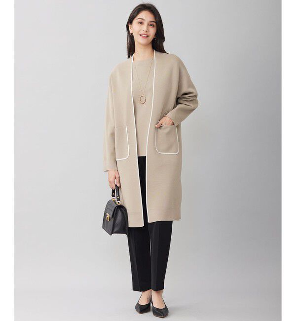 自由区「【洗える】ドライコットンハイゲージニット アウター」|カーディガン|