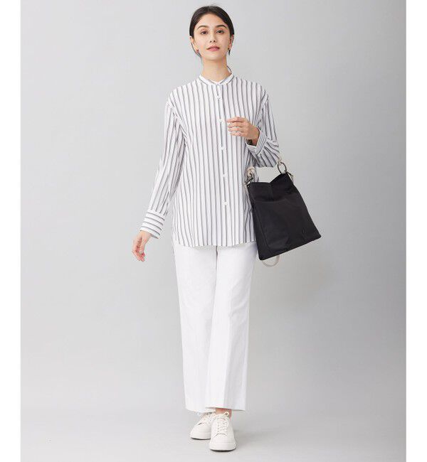 自由区「【洗える】SOMELOSテンセルバンドカラー シャツ」|シャツ・ブラウス|