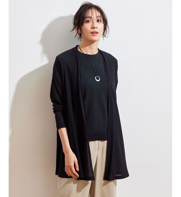 自由区「【アンサンブル対応・洗える】ハンディ カーディガン ロング丈」|カーディガン|ネイビー
