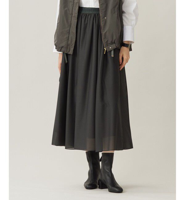 自由区「【ウエストゴム・洗える】シアーギャザー スカート」|スカート|アッシュ