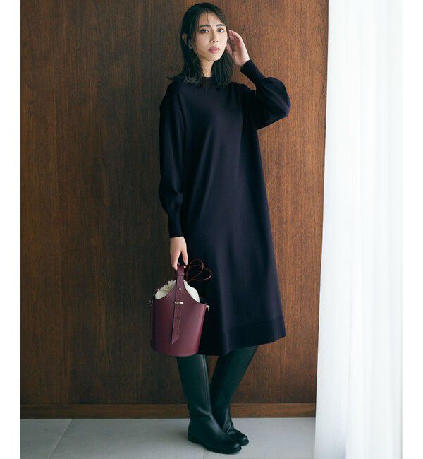 23区「【洗える】ヴィスコースストレッチ ストレート ニットワンピース」|ワンピース|