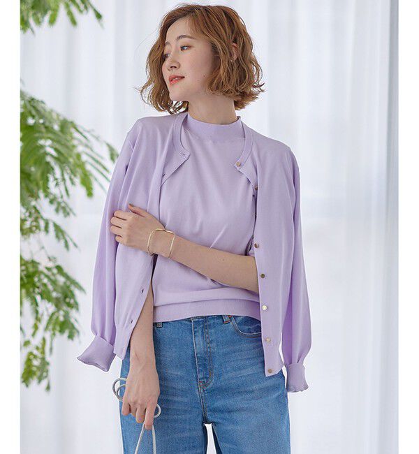 23区「【Oggi4月号掲載/洗える】プレミアムビオコットン カーディガン」|カーディガン|ライラック系