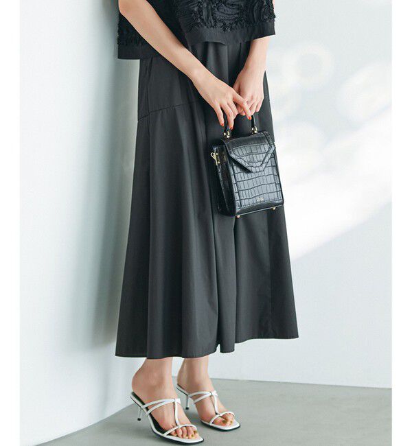 23区「【接触冷感/撥水加工】ストレッチブロード ギャザースカート」|スカート|ブラック系