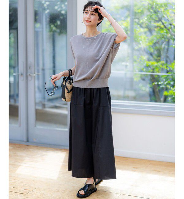 23区「【接触冷感/撥水加工】ストレッチブロード ギャザースカート」|スカート|
