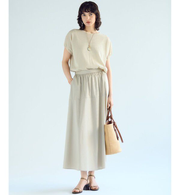 23区「【接触冷感/撥水加工】ストレッチブロード ギャザースカート」|スカート|