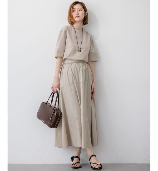 23区「【接触冷感/撥水加工】ストレッチブロード ギャザースカート」|スカート|