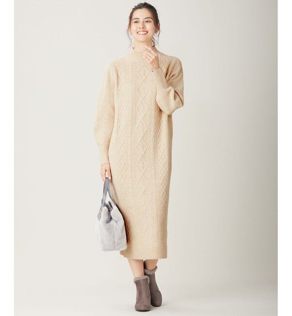 ANY SIS「【洗える】ハイネックケーブルニット ワンピース」|ワンピース|