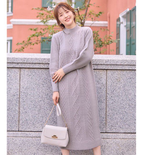 ANY SIS「【洗える】ハイネックケーブルニット ワンピース」|ワンピース|